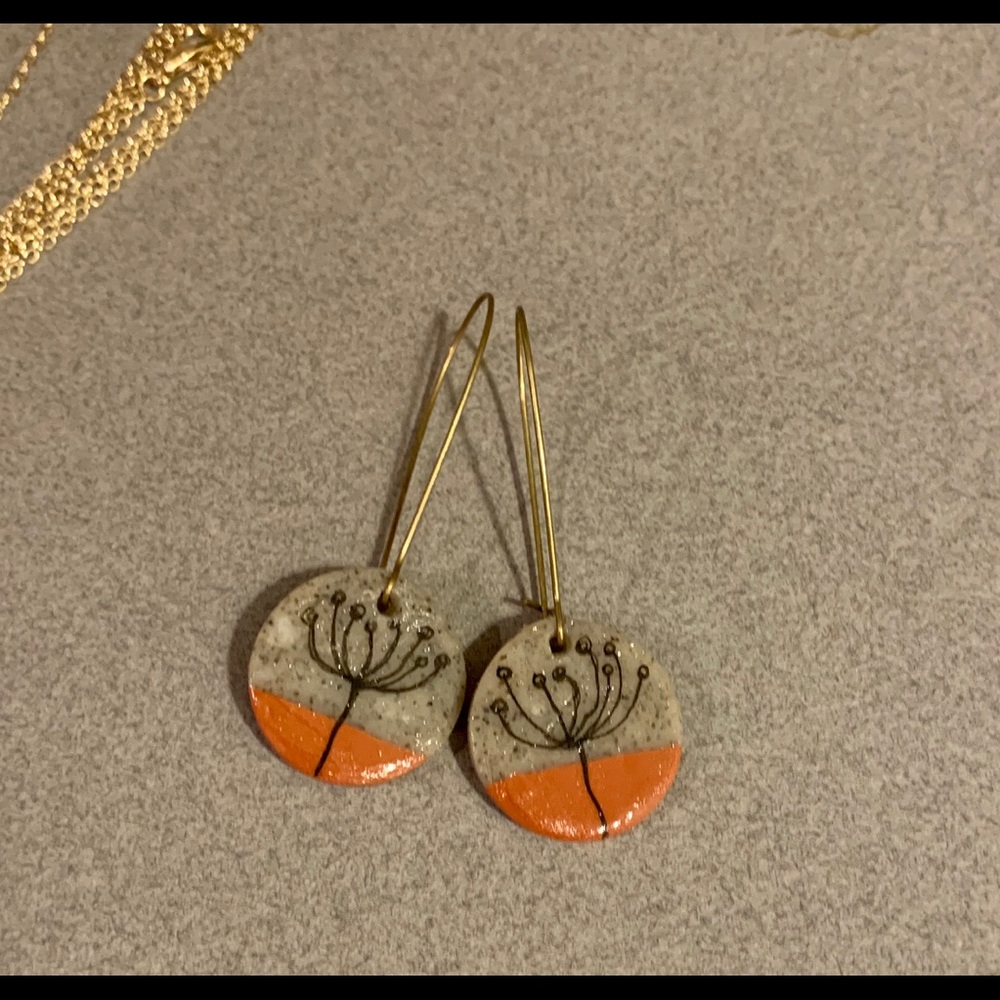 Clay polymer handmade, hand painted earrings